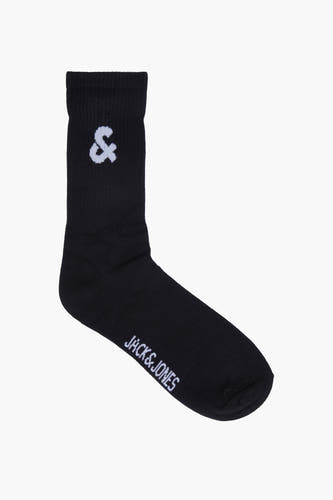 Zwarte sokken van ACCESSORIES BY JACK & JONES met een wit logo en merknaam.
