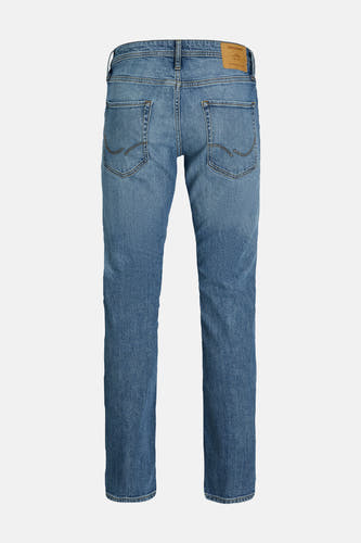 Blauwe rechte jeans van JACK & JONES JEANS INTELLIGENCE, met klassieke zakken op de achterkant.
