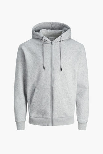 Grijs sweaterjack van CORE BY JACK & JONES, met capuchon, lange mouwen en ritssluiting.