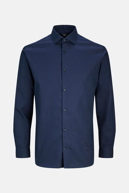 Chemise bleue à manches longues de PREMIUM by JACK & JONES, vue de l'arrière.