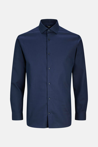 Blauw overhemd met lange mouwen van PREMIUM by JACK & JONES, met knoopsluiting.