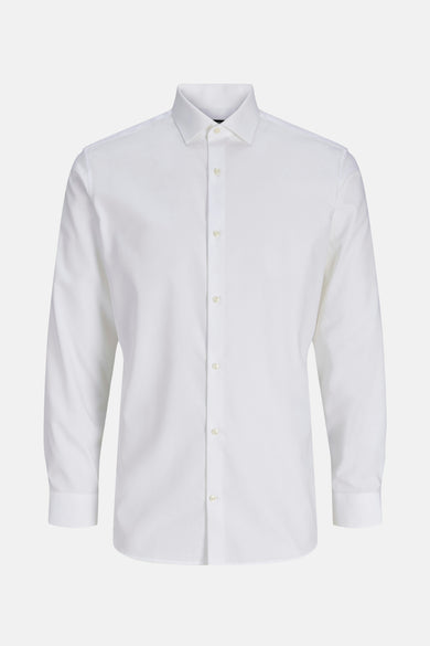 Chemise blanche à manches longues de PREMIUM by JACK & JONES, avec colletage et col classique.