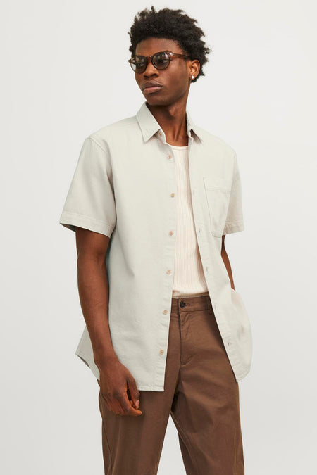 Chemise (manches courtes) Écru - JACK & JONES JEANS INTELLIGENCE