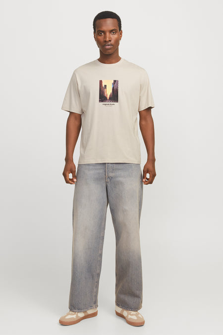 T-shirt (manches courtes) Écru - ORIGINALS BY JACK & JONES