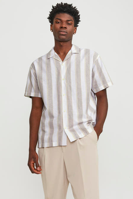Meerkleurig overhemd met korte mouwen van PREMIUM BLUE by JACK & JONES, met verticale strepen.