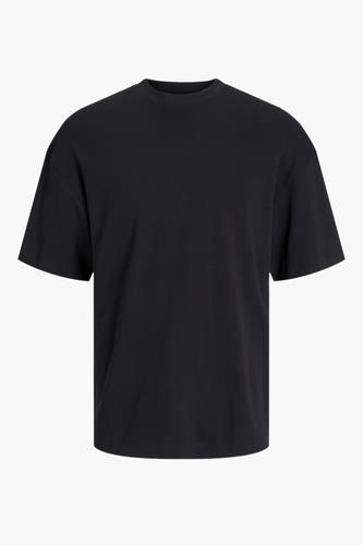Zwart T-shirt met korte mouwen van CORE BY JACK & JONES, effen kleur en ronde hals.