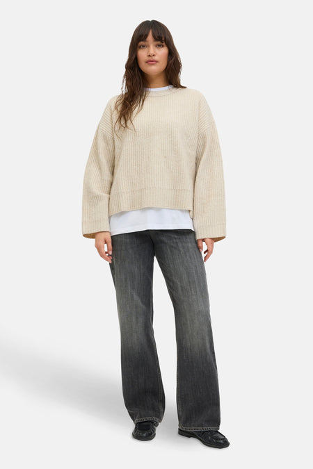 Pull met ronde hals - beige