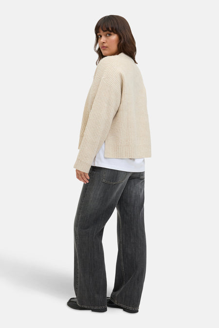 Pull met ronde hals - beige