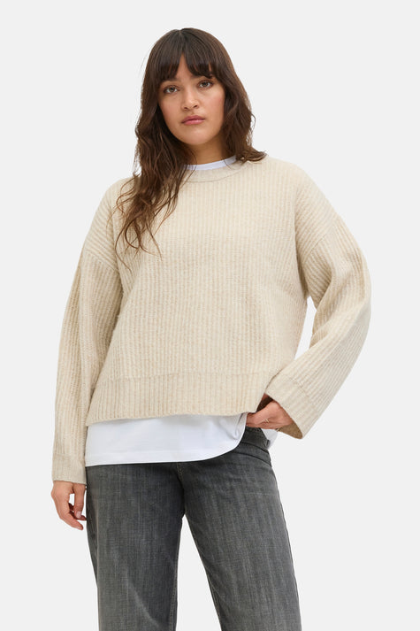 Pull met ronde hals - beige