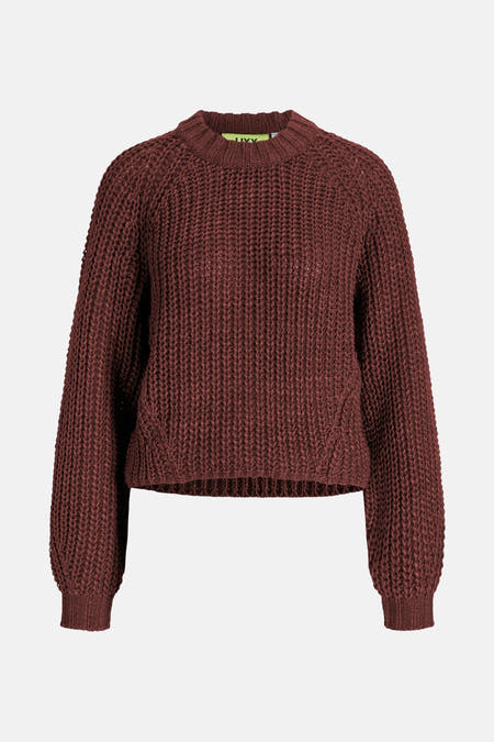 Veste de Bordeaux avec col rond JJXX, tricotée épaisse et longues manches.