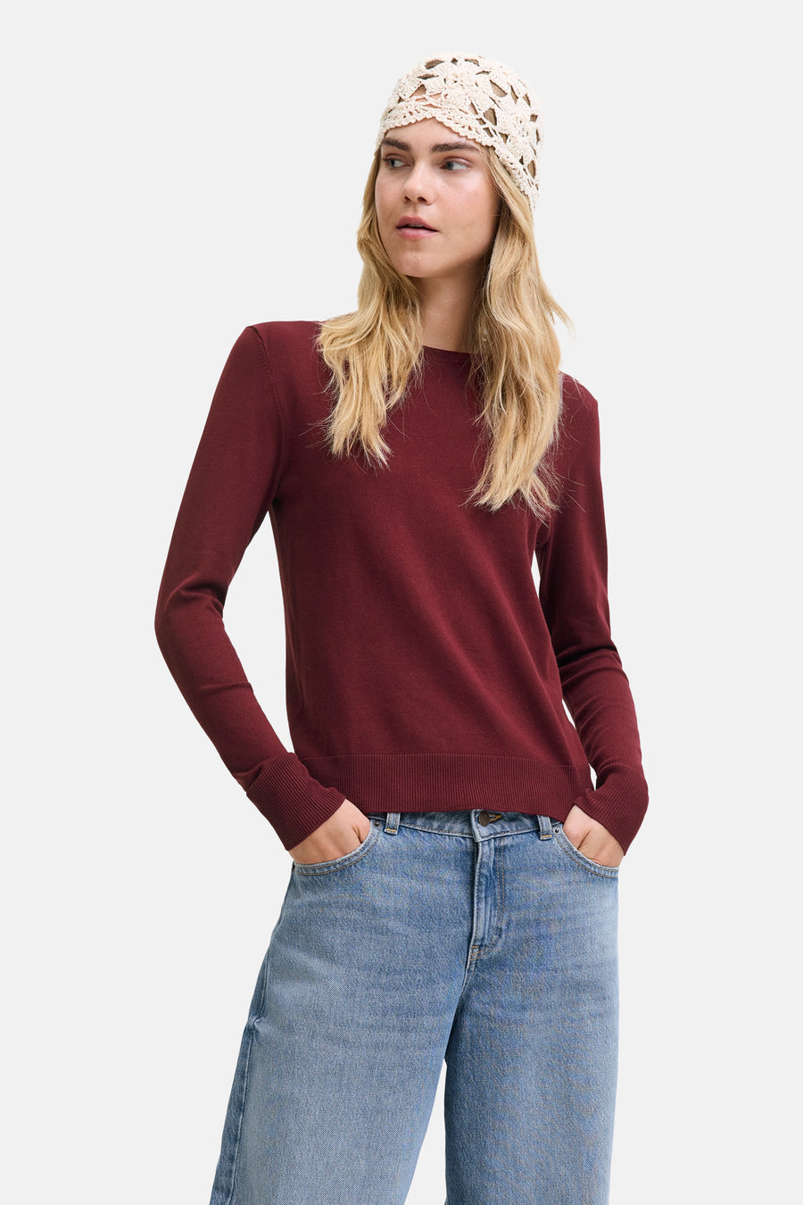 Pull met ronde hals - rood - JJXX