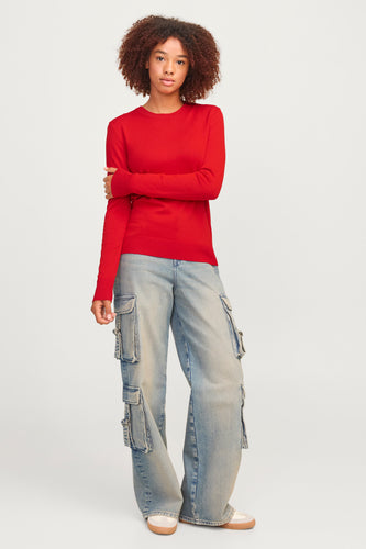 Pull met ronde hals - rood