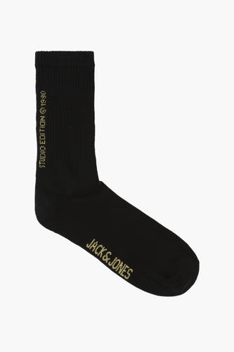 Zwarte sokken van ACCESSORIES BY JACK & JONES met geribbelde textuur en merklogo.