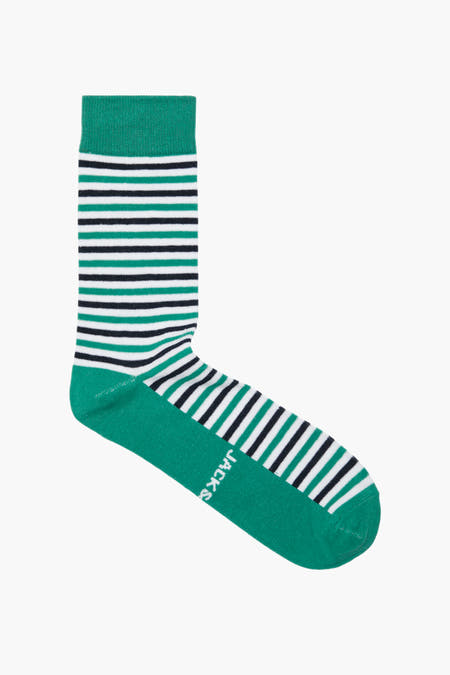 Groene sokken van ACCESSORIES BY JACK & JONES, met een gestreept ontwerp in zwart en wit.