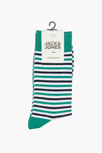 Groene sokken van ACCESSORIES BY JACK & JONES met gestreept patroon in zwart en wit.