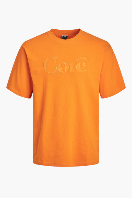 Oranje T-shirt met korte mouwen van CORE BY JACK & JONES, met decoratieve borduring.