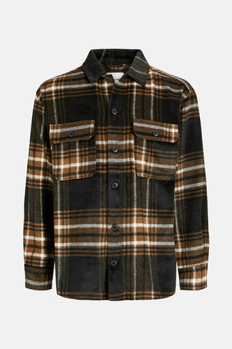 Chemise brune à longues manches d'ORIGINALS BY JACK & JONES, avec un motif à carreaux et des poches de poitrine.