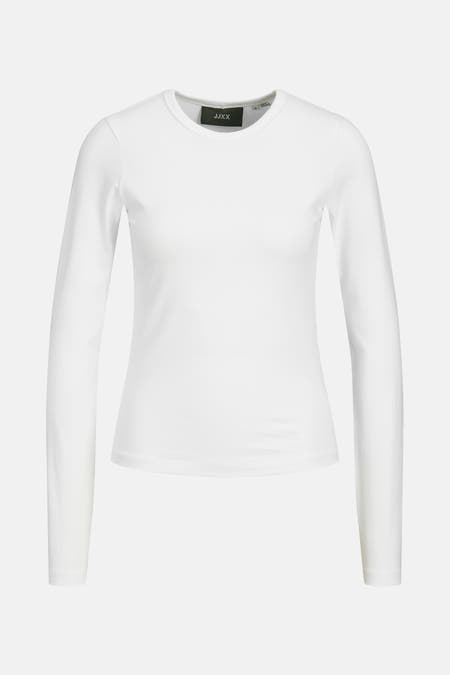 T-shirt blanc à manches longues de JJXX, couleur unie et col rond.