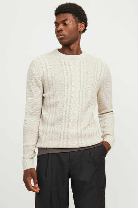 Pull met ronde hals - beige