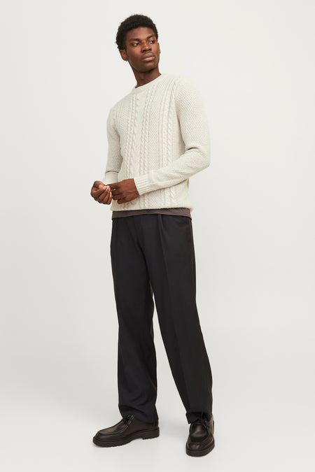 Pull met ronde hals - beige