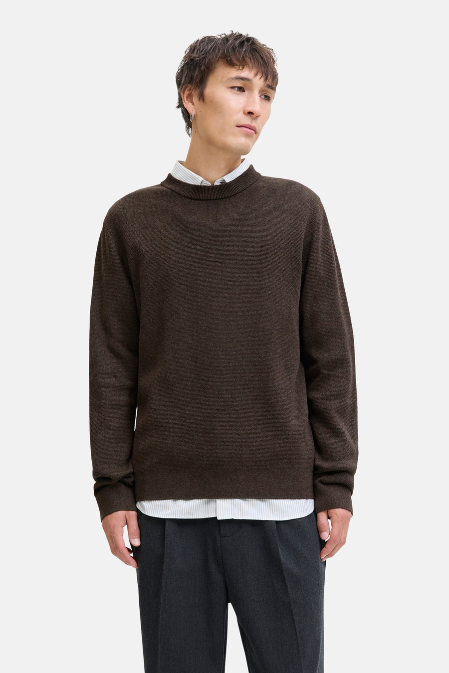Pull col O brun - PREMIUM by JACK & JONES