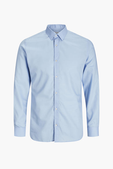 Blauw, lange mouwen hemd van PREMIUM by JACK & JONES, met een gladde textuur en knoopsluiting.