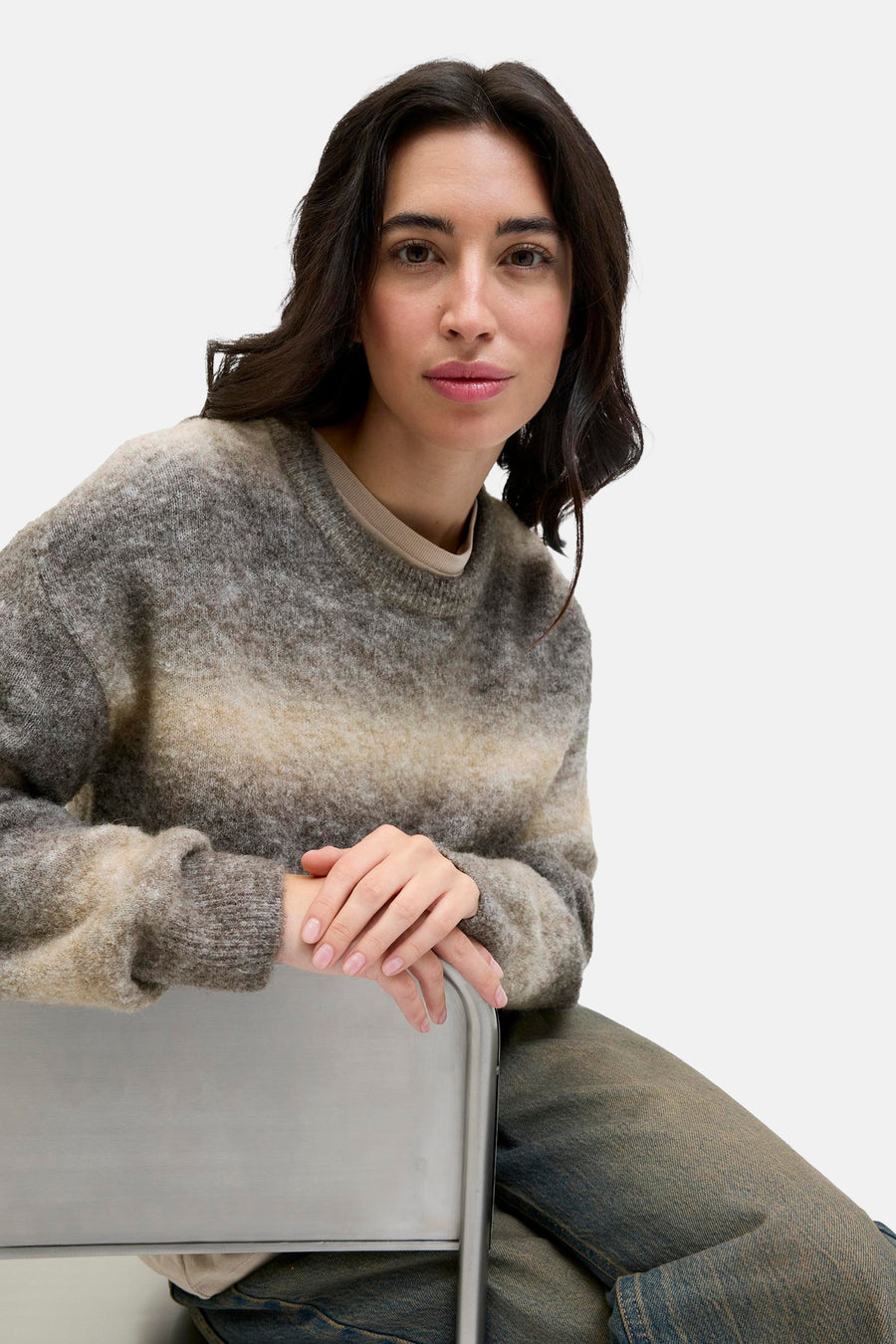 Pull met ronde hals - beige - JJXX