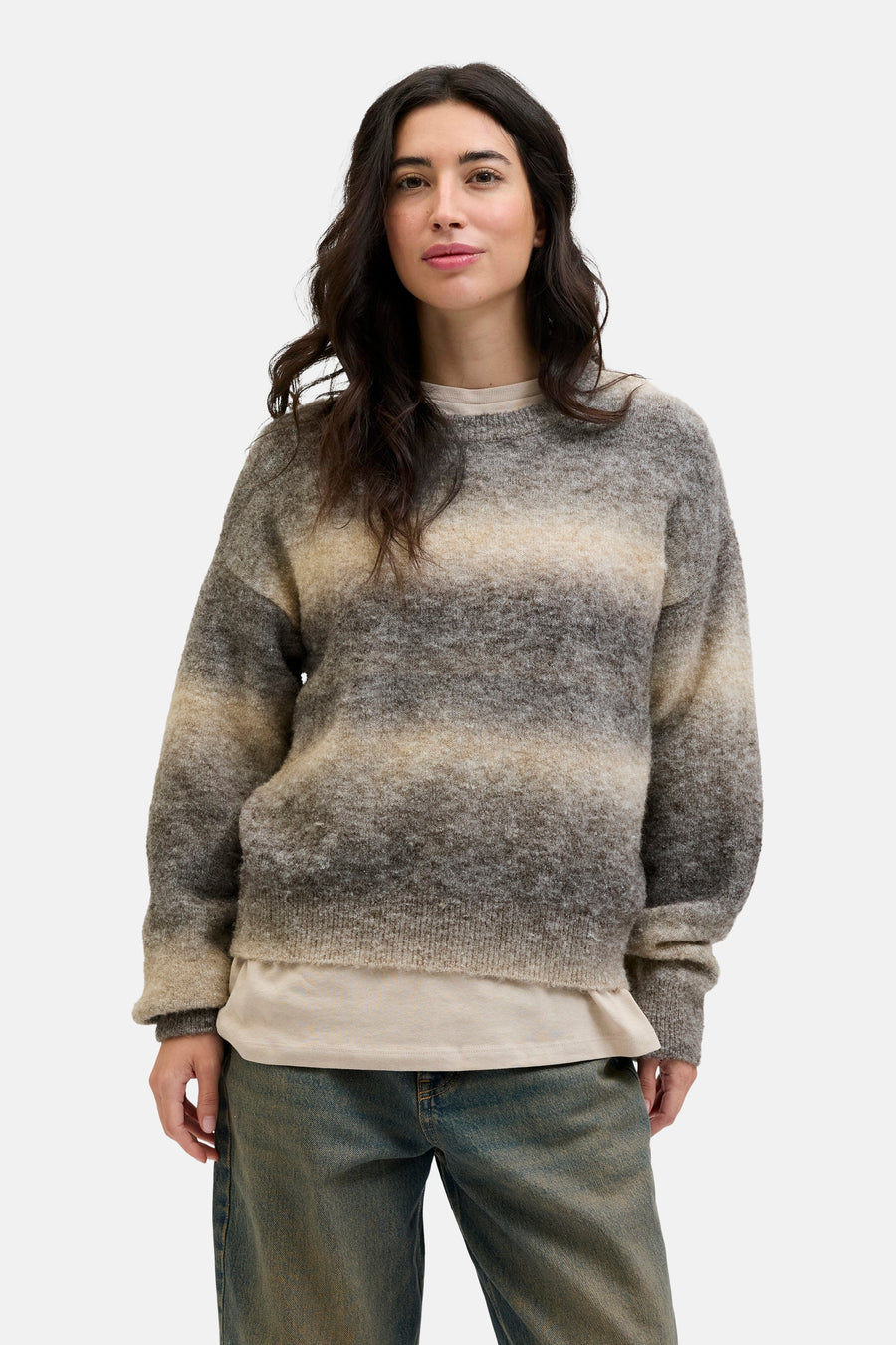 Pull met ronde hals - beige - JJXX