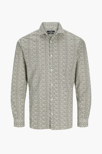 Veelkleurig overhemd met lange mouwen van PREMIUM by JACK & JONES, met een fijn bloemenpatroon en witte knopen.