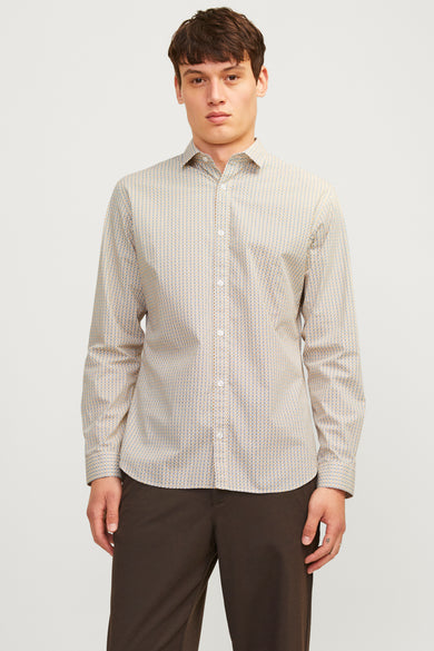 Veelkleurig overhemd met lange mouwen van PREMIUM by JACK & JONES, met een subtiel patroon en witte knopen.