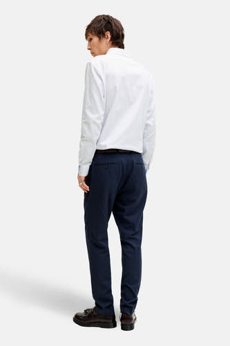 Wit overhemd met lange mouwen van PREMIUM by JACK & JONES, met blauwe manchetten en een knoopsluiting.