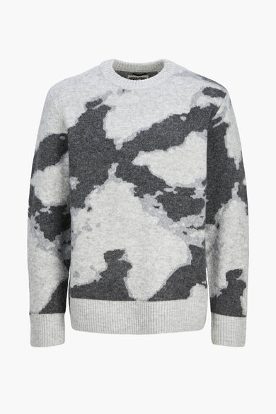 Sweat-shirt gris avec col rond de CORE BY JACK & JONES, doté d'un motif camouflage mélangé.