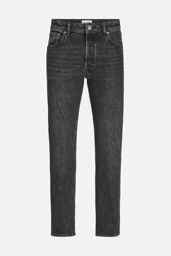 Jean tapered noir de JACK & JONES JEANS INTELLIGENCE, avec une subtile texture lavée et des détails classiques.