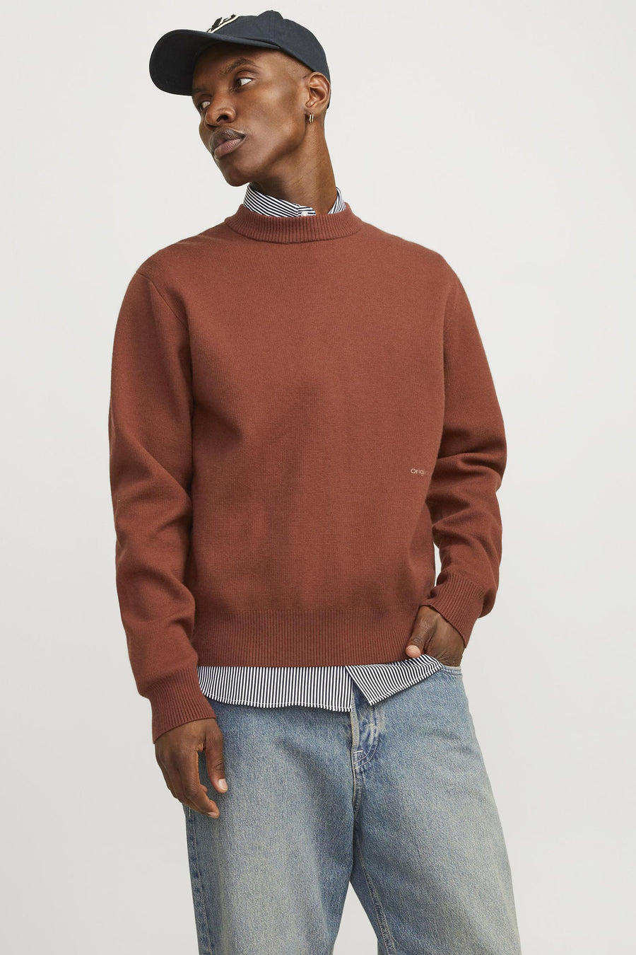 Pull met ronde hals - bruin