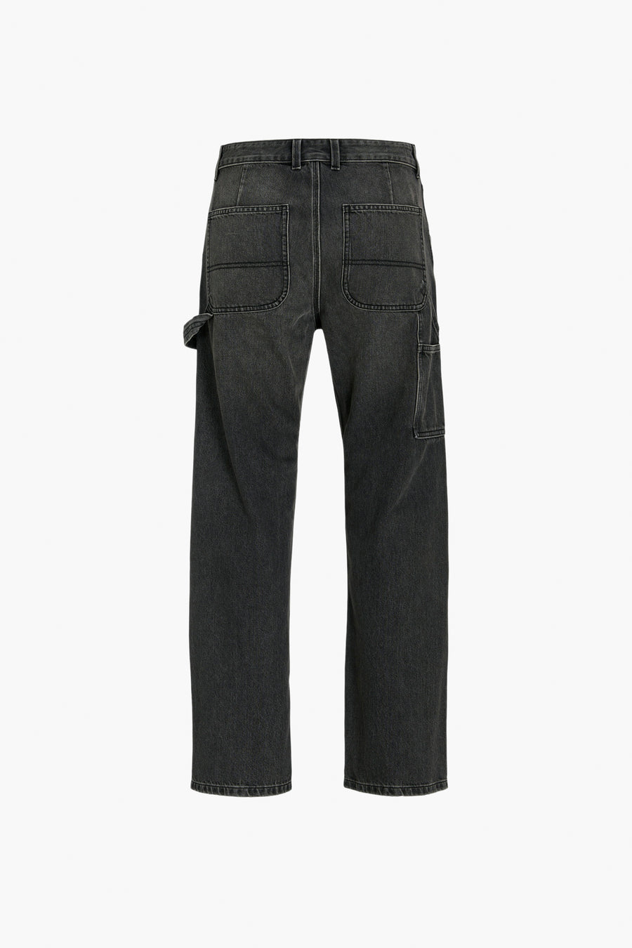 Jean en denim noir large de JACK & JONES JEANS INTELLIGENCE, avec poches arrière et poche à outils.