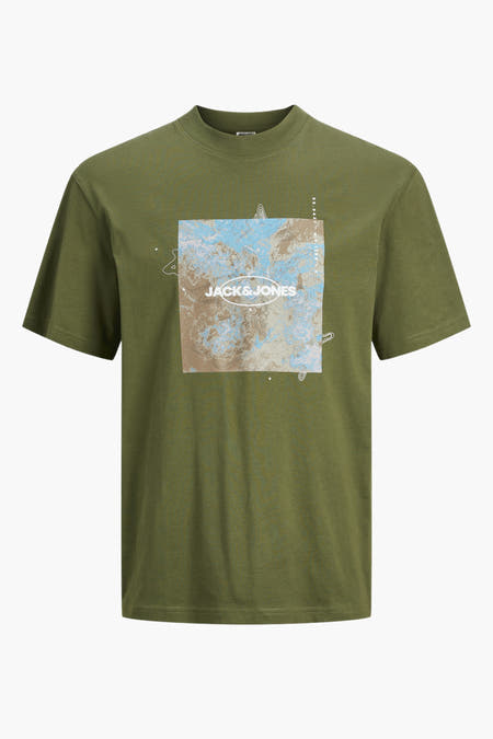 Groen T-shirt met korte mouwen van CORE by JACK & JONES, met een grafische print op de voorkant.