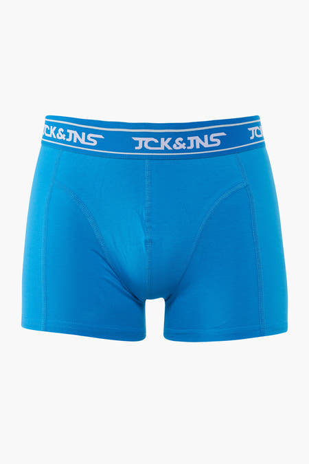 Blauwe boxershort van ACCESSORIES BY JACK & JONES met een elastische tailleband met merklogo.
