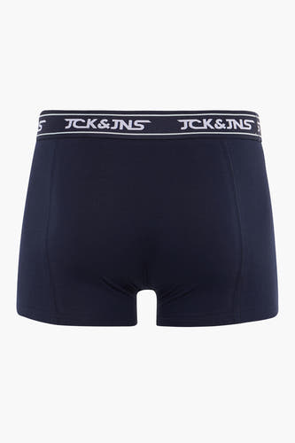 Blauwe boxershort van ACCESSORIES BY JACK & JONES, met merknaam op de elastische band.
