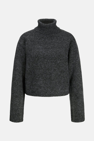 Sweat-shirt gris à col montant de JJXX, avec une douce texture tricotée et un détail plié.