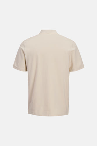 Beige polo van JJREBEL, met korte mouwen, effen dessin en klassieke kraag.