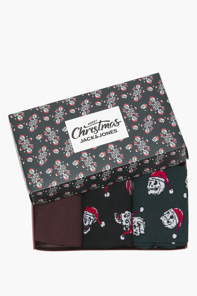 Geschenkdoos sokken van Jack & Jones met kerstmotieven.