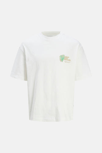 Wit T-shirt met korte mouwen van ORIGINALS BY JACK & JONES, met groene printopdruk.