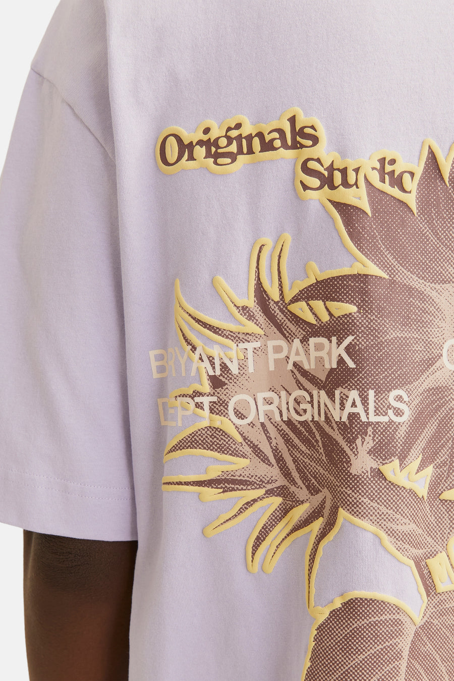 Paars T-shirt met korte mouwen van ORIGINALS BY JACK & JONES, met grafische print van een zonnebloem.