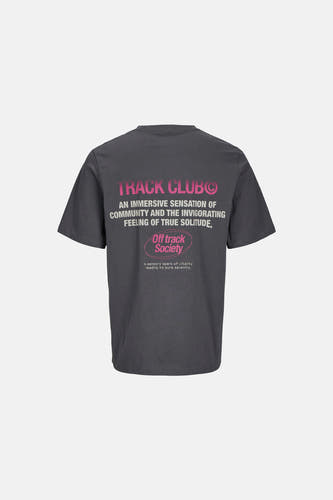 Paars T-shirt met korte mouwen van CORE by JACK & JONES, met tekstprint op de rug.