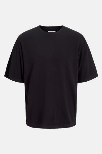 Zwart T-shirt met korte mouwen van PREMIUM by JACK & JONES, effen kleur en losse pasvorm.