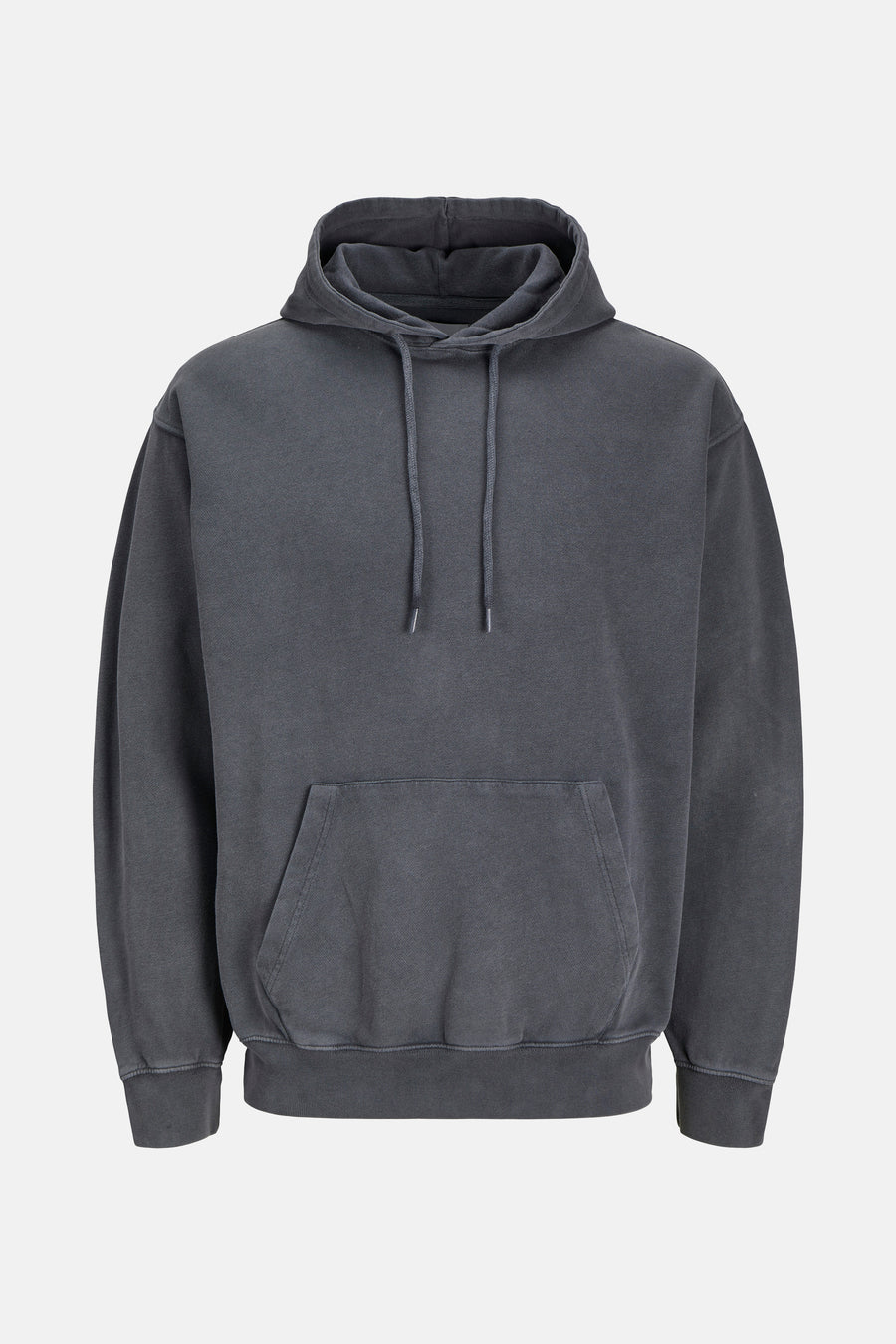 Grijze sweater met kap van CORE BY JACK & JONES, met trekkoorden, een kangoeroezak en een verweerde look.