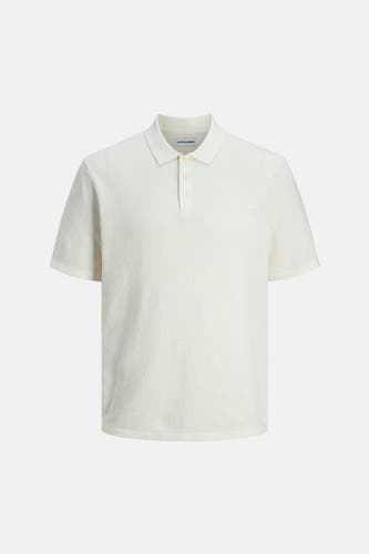 Pull blanc de CORE BY JACK & JONES à manches courtes et à la texture finement tissée.