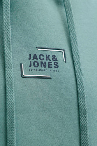 Blauw sweatshirt met capuchon van CORE BY JACK & JONES, met trekkoorden en een logo-opdruk.