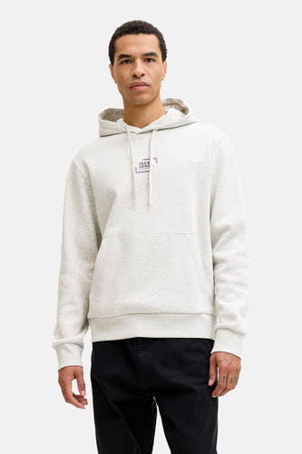 Ecru sweater met kap van CORE BY JACK & JONES, met trekkoorden en een buidelzak aan de voorkant.