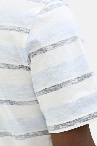 T-shirt bleu à manches courtes de PREMIUM BLUE par JACK & JONES, motif rayé avec une légère texture.